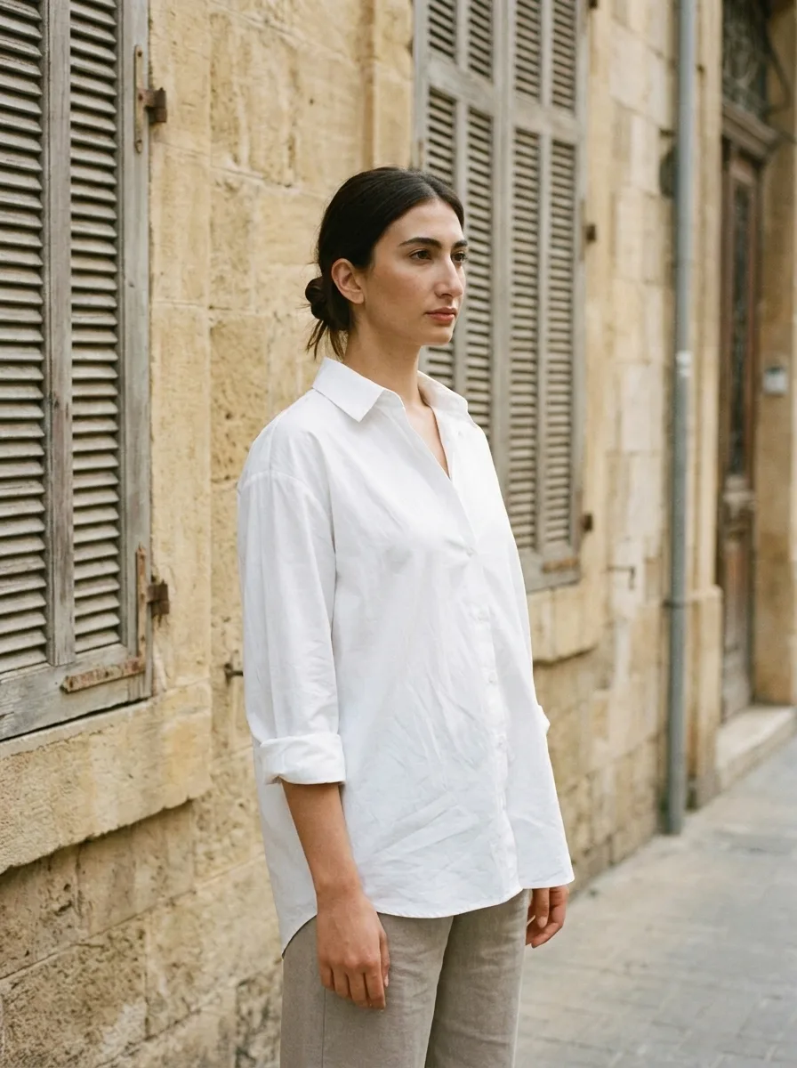 Mina shirt — Oversized cotton-poplin shirt, white